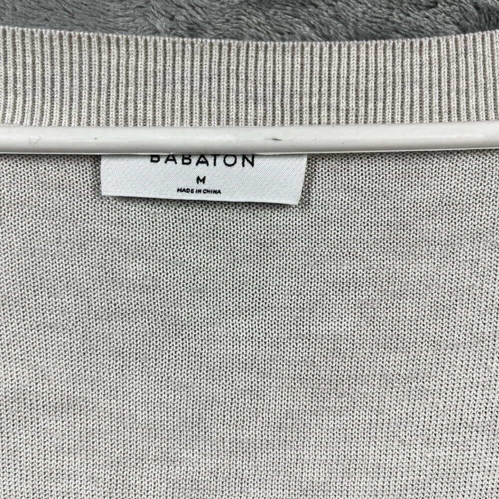 Babaton Cardigan Women Size Medium Cream Nude Button-up V-Neck Finley Silk Blend - Picture 2 of 9